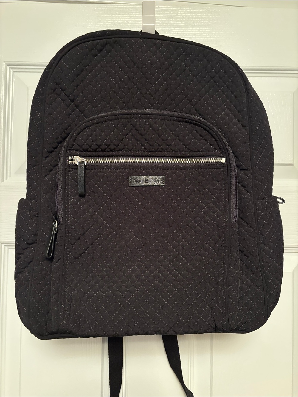 Vera Bradley Black Quilted Backpack with Front Zip Pocket